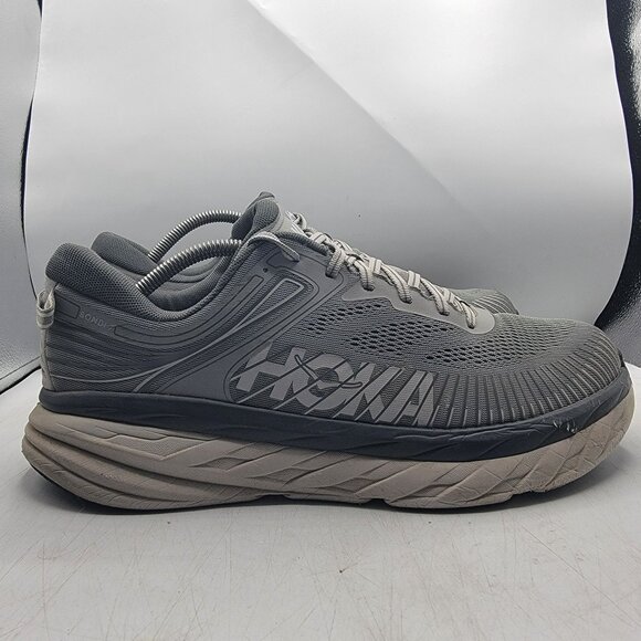 Hoka One One Bondi 7 Mens 12.5 Gray Wild Dove Athletic Running Shoes Casual - Picture 7 of 12
